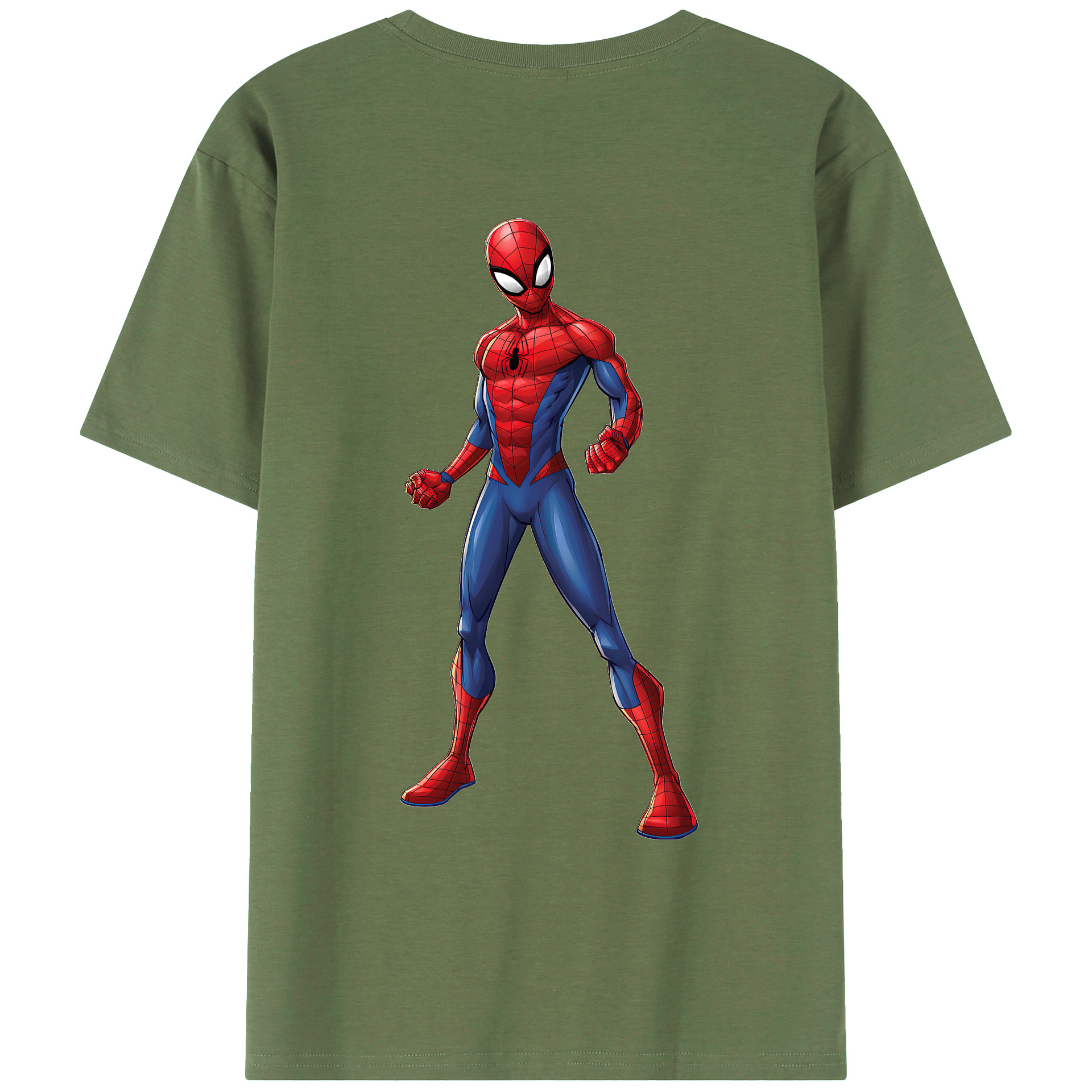 （画像用） Spider Man スパイダーマン 綿100％ メンズ半袖Tシャツ（バックプリント） 通気性